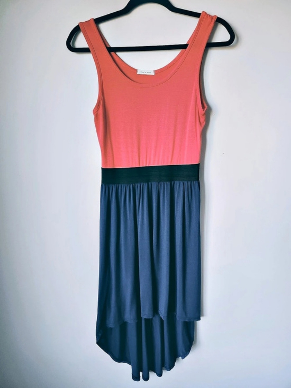 Pink & Blue Color Block High-Low Dress - Picture 2 of 6